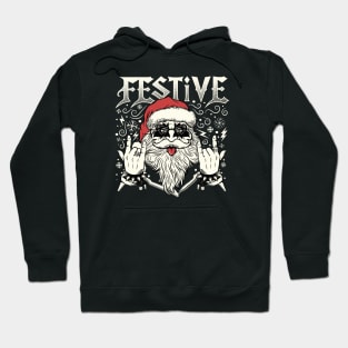 Festive Rock and Roll Santa Claus by Tobe Fonseca Hoodie